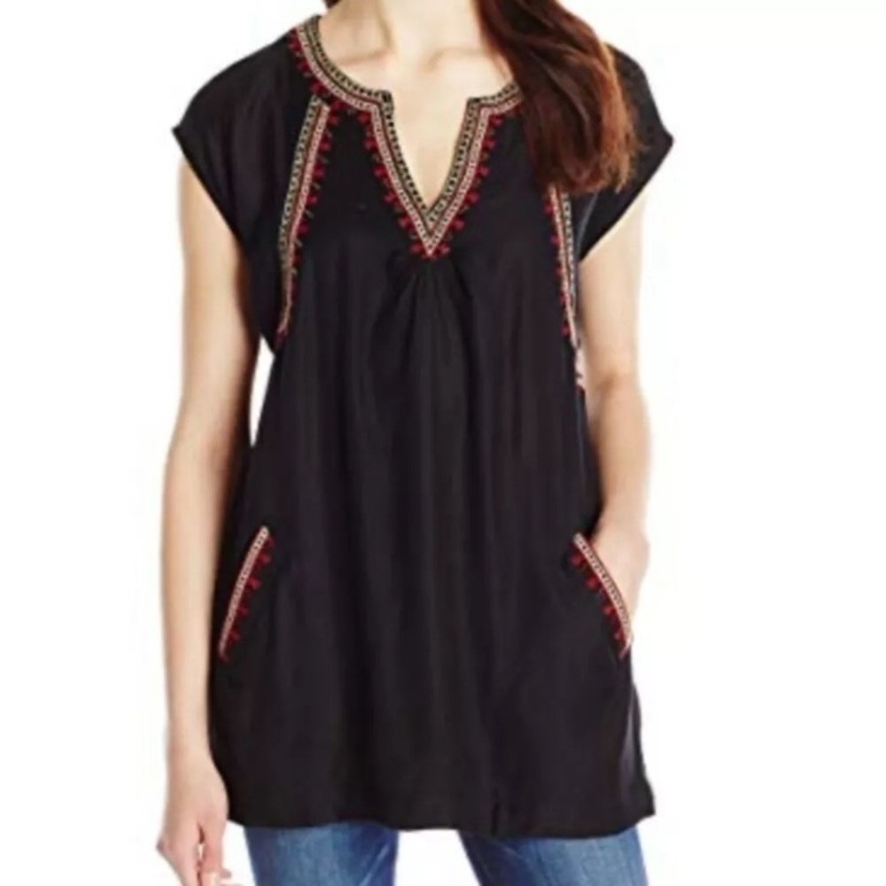 Lucky Brand Teagan Beaded Embroidered Tunic